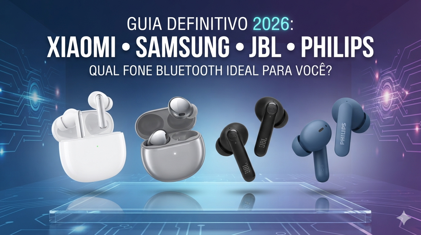 Guia Definitivo 2026: Xiaomi Buds, Samsung Buds, Philips ou JBL? Descubra o Fone Bluetooth Ideal Para Você