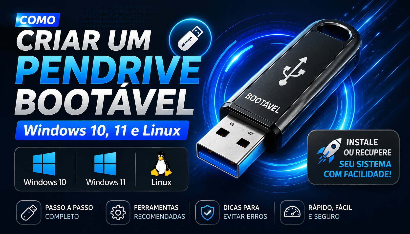 Guia Definitivo: Como Criar um Pendrive Bootável (Windows 10, 11 e Linux)